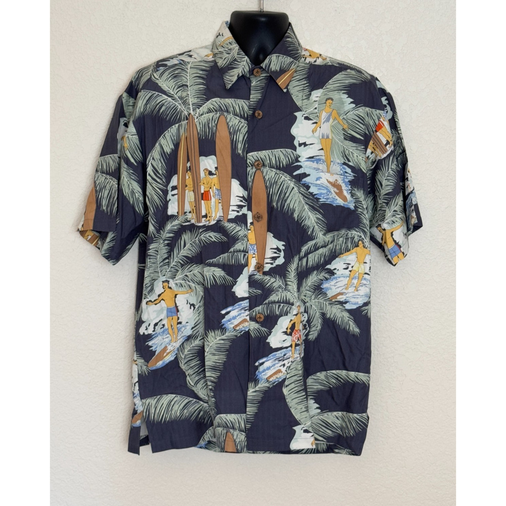 KAHALA Silk Button Down Shirt Medium Yvonne Collection Aloha Resort